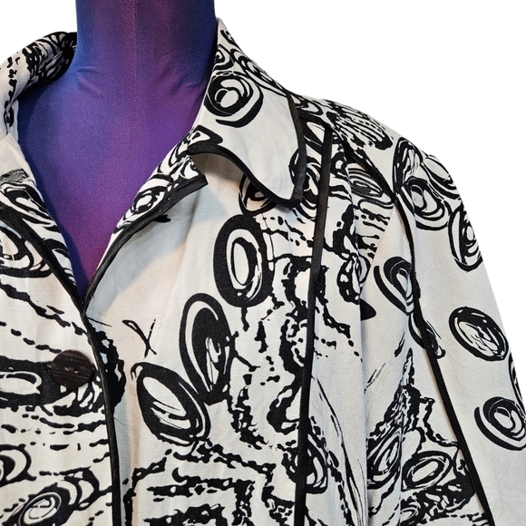 Chico's Black & White Butterfly Floral Linen Button Up Jacket Size 16 Women B11 - Picture 2 of 10